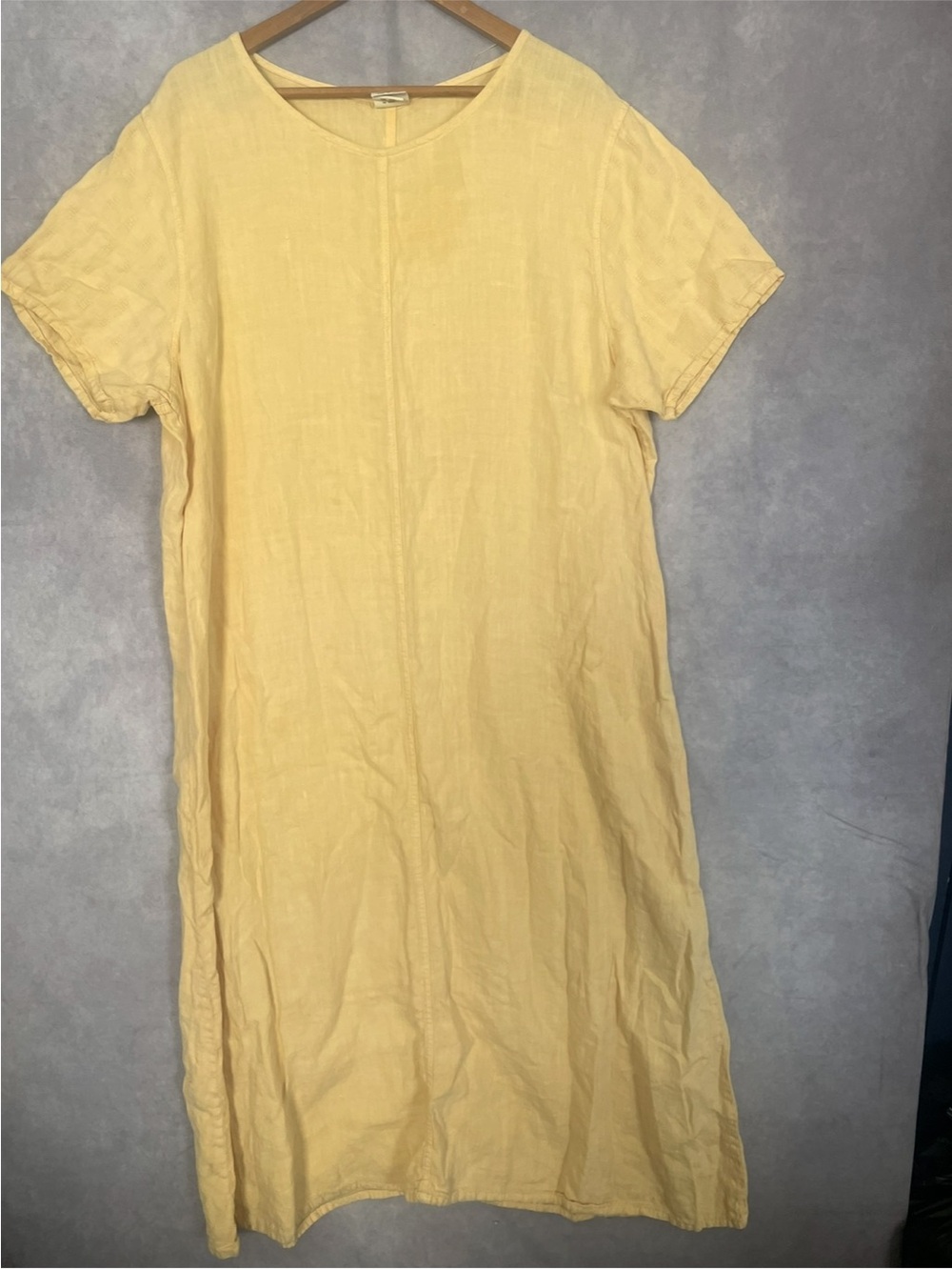 Vintage Hot Cotton Marc Ware Linen Maxi Dress Large Yellow  2X Coastal Grandma